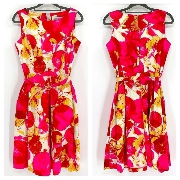 Julian Taylor New York Belted midi Dress Sz 8 - Picture 1 of 11